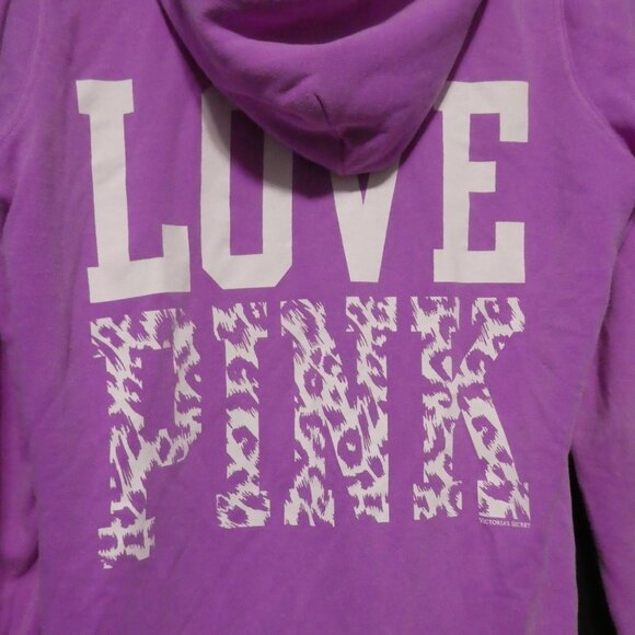 PINK - VICTORIA'S SECRET | small | Love Pink Zip-Up Hooded Sweatshirt / Hoodie - Picture 13 of 16